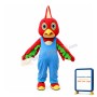 Lovely Plush Furry Red Chicken With Blue Rompers Mascot Costume
