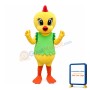Cute Cartoon Yellow Chicken With Green Vest Mascot Costume