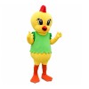 Cute Cartoon Yellow Chicken With Green Vest Mascot Costume
