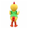 Cute Cartoon Yellow Chicken With Green Vest Mascot Costume
