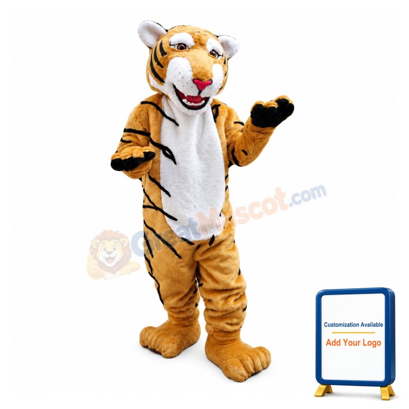 Fancy Tiger With Smiling Face Mascot Costume