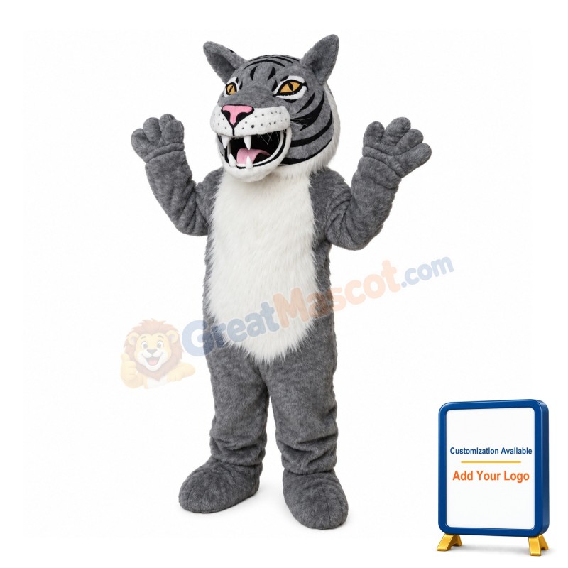 Fierce Grey & White Tiger Mascot Costume