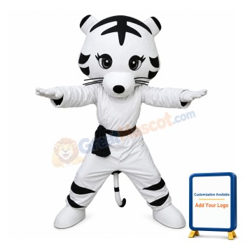 Lovely Taekwondo White Tiger Mascot Costume