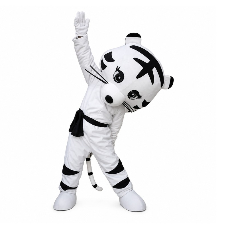 Lovely Taekwondo White Tiger Mascot Costume