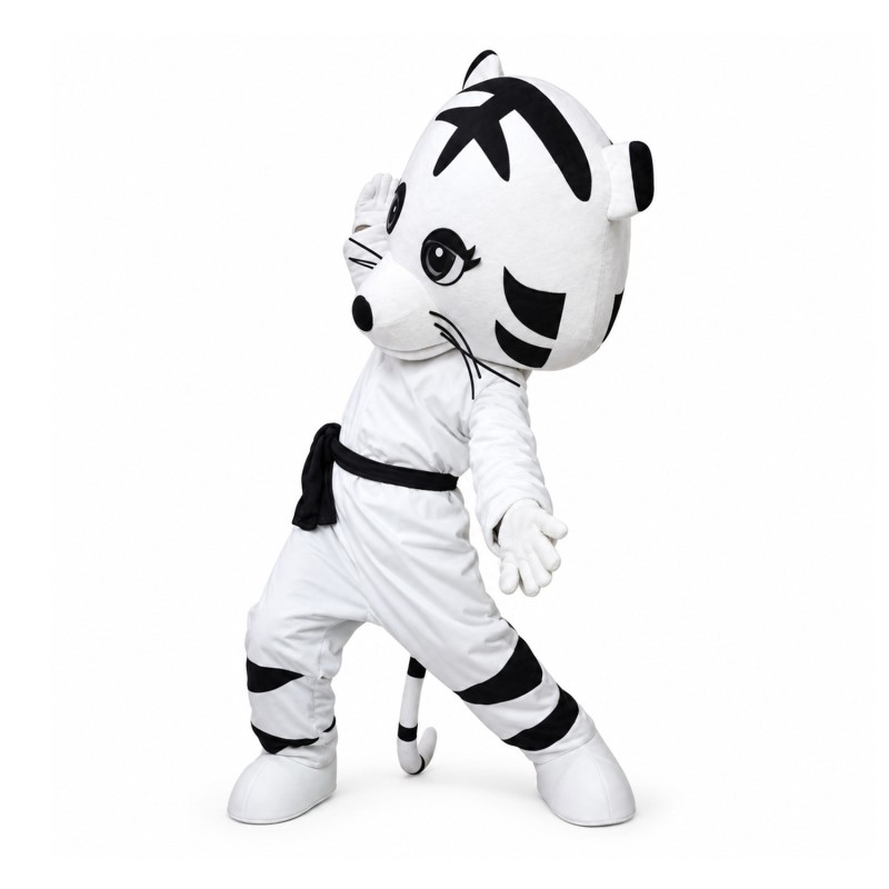 Lovely Taekwondo White Tiger Mascot Costume