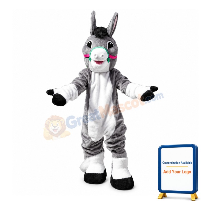 Cute Funny Grey Donkey Mascot Costume