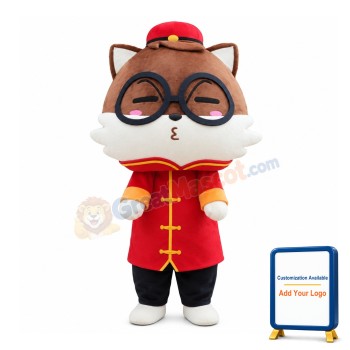 Adorable Cartoon Squirrel With Suit And Glasses Mascot Costume