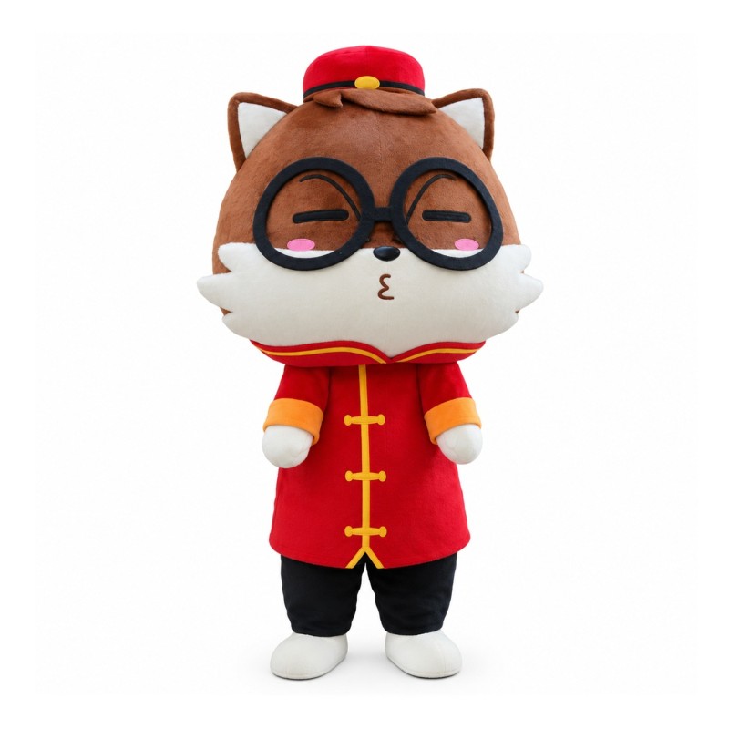 Adorable Cartoon Squirrel With Suit And Glasses Mascot Costume