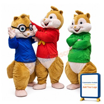 Pleasant Chipmunk Brothers With Colorful Top Mascot Costume