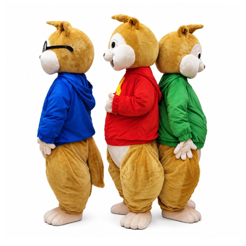 Pleasant Chipmunk Brothers With Colorful Top Mascot Costume