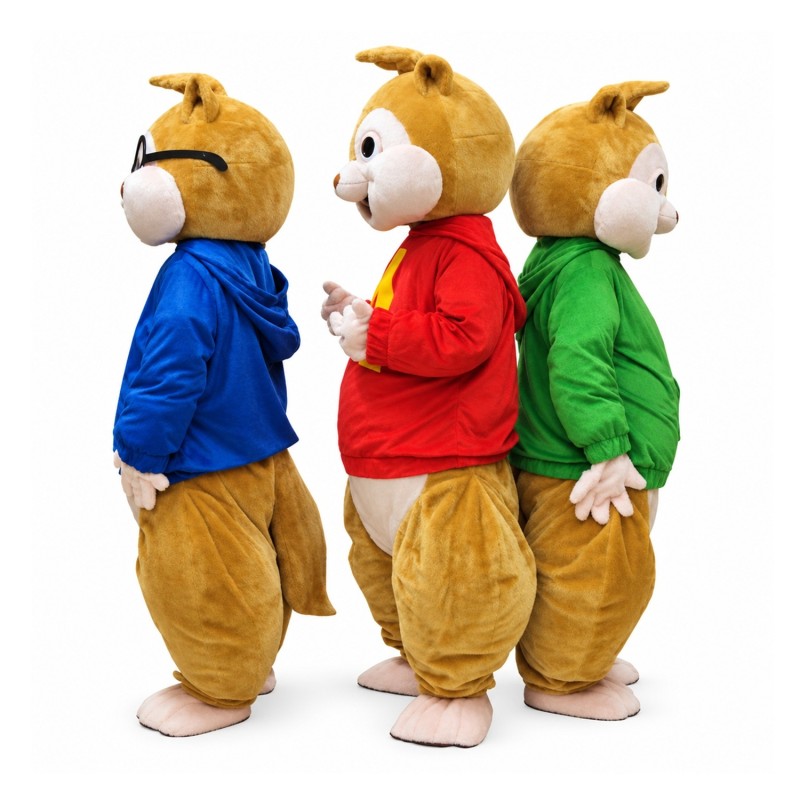 Pleasant Chipmunk Brothers With Colorful Top Mascot Costume