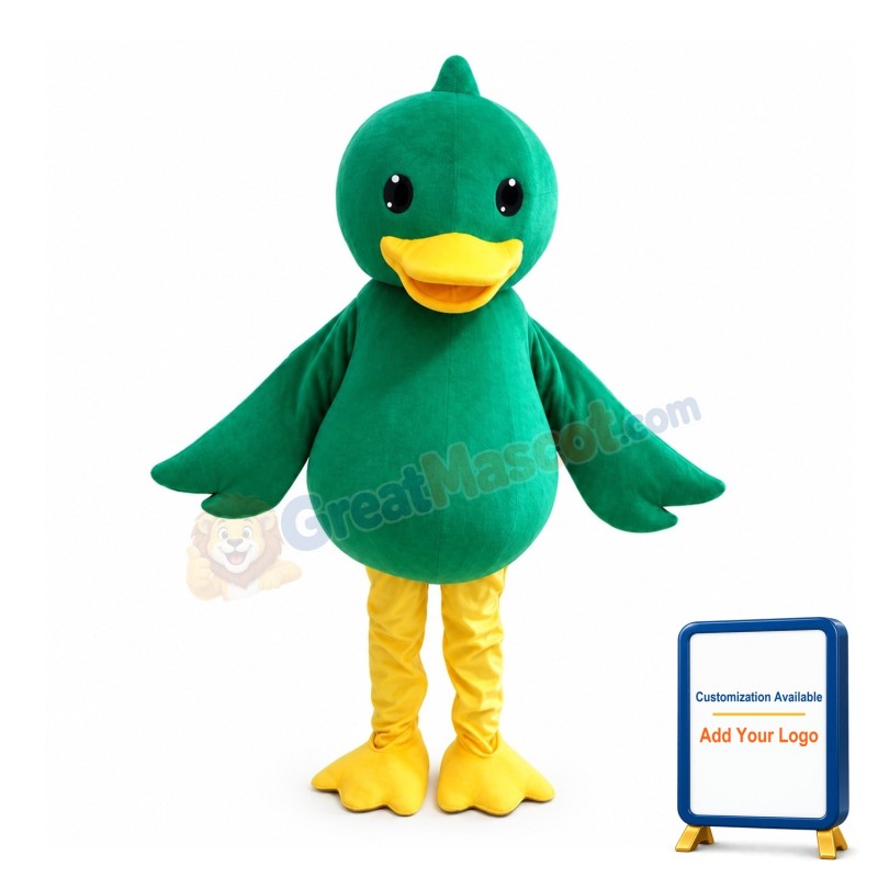 Super Cute Green Duck Mascot Costume For Theme Event