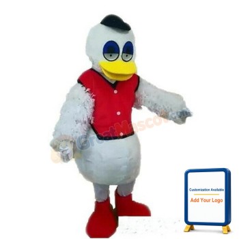 New Strong Plush White Duck With Red Vest Mascot Costume