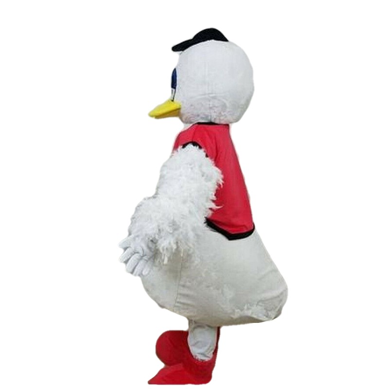 New Strong Plush White Duck With Red Vest Mascot Costume