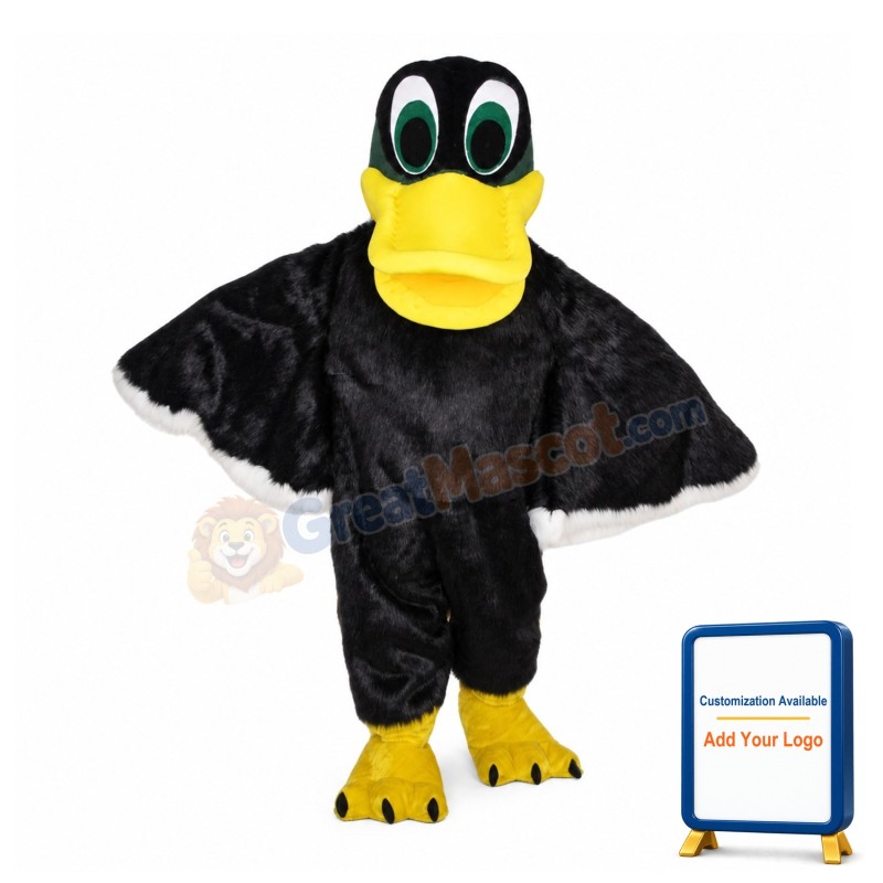 Adult Size Long Fur Black Duck Mascot Costume