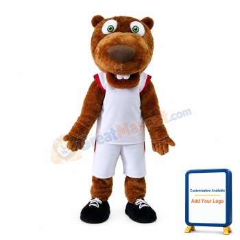 Sports Beaver With Suit Mascot Costume