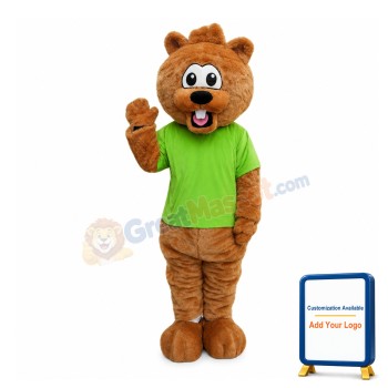 Adult Pleasant Beaver With Green Top Mascot Costume