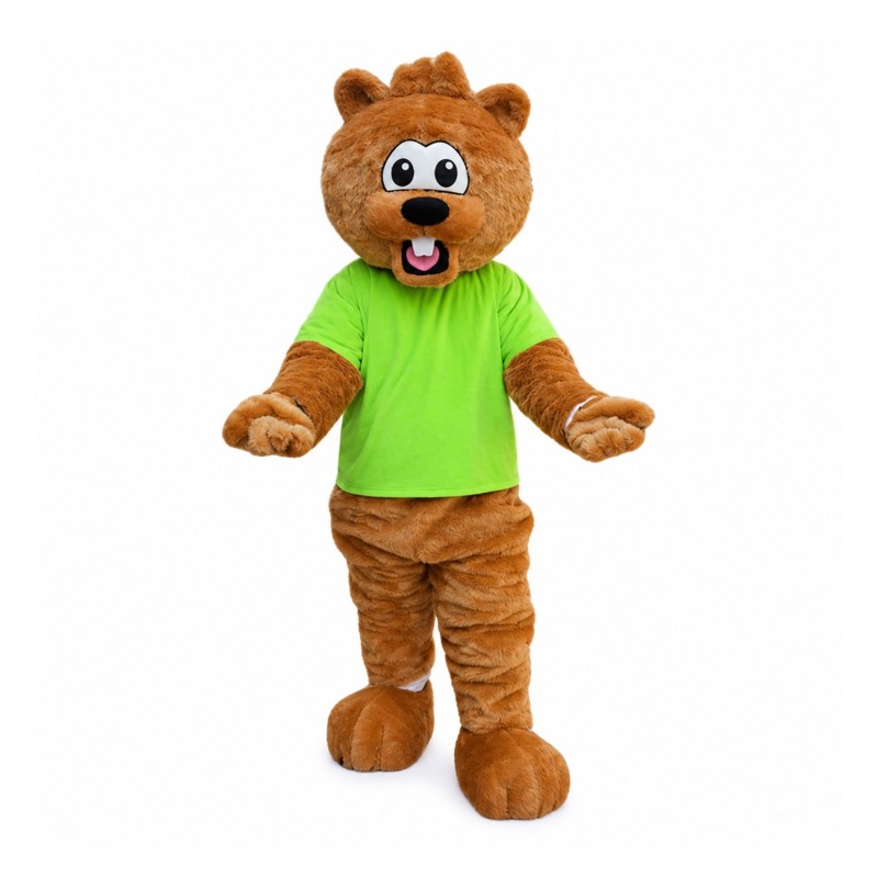 Adult Pleasant Beaver With Green Top Mascot Costume