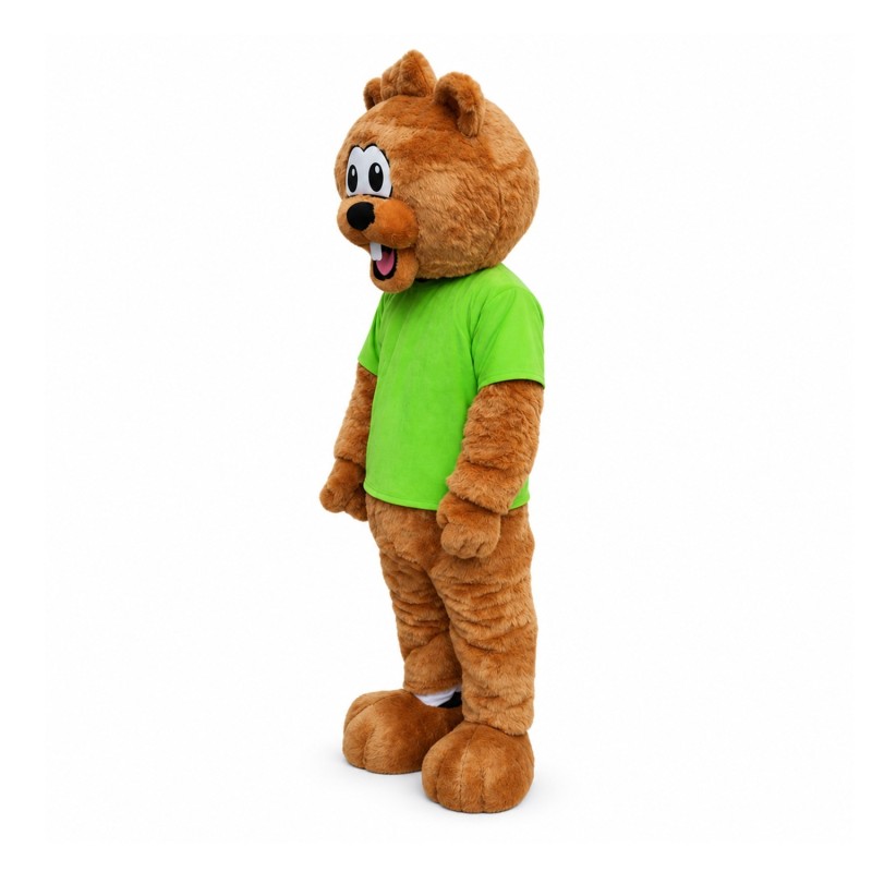 Adult Pleasant Beaver With Green Top Mascot Costume