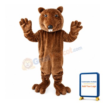 Unisex Smiling Tall Beaver Mascot Costume