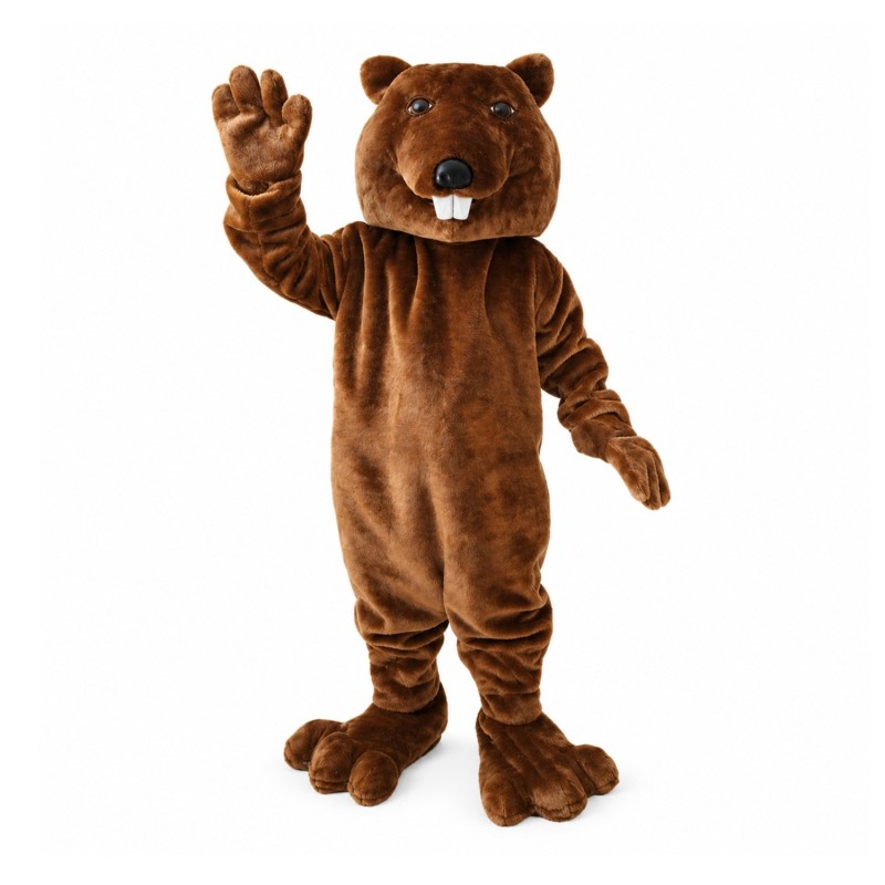 Unisex Smiling Tall Beaver Mascot Costume