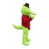 Cartoon Gentleman Crocodile With Brown Top Mascot Costume