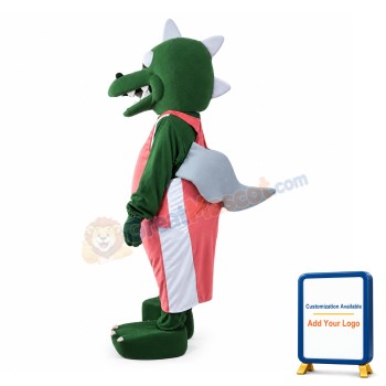 New Style Cartoon Crocodile With Pink Suit And Wings Mascot Costume