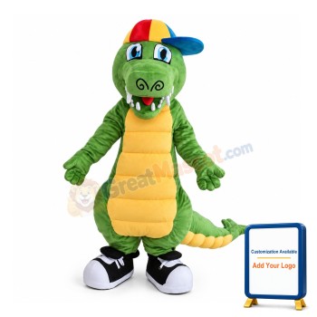 Fancy Sports Crocodile With Colorful Cap And Shoes Mascot Costume