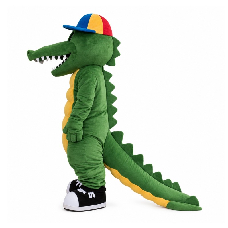 Fancy Sports Crocodile With Colorful Cap And Shoes Mascot Costume