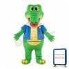 For Theme Event Cartoon Crocodile With Blue Top Mascot Costume