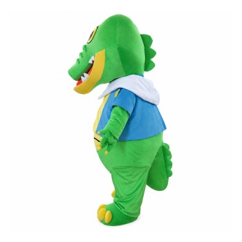 For Theme Event Cartoon Crocodile With Blue Top Mascot Costume