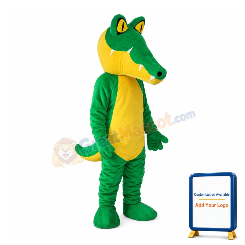 Adult Green & Yellow Crocodile Mascot Costume