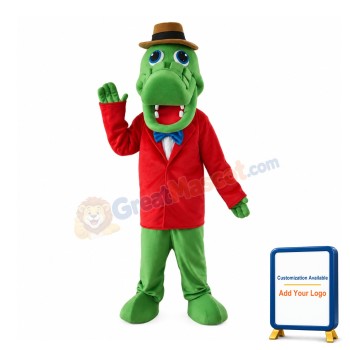 New Fancy Crocodile With Red Suit Mascot Costume