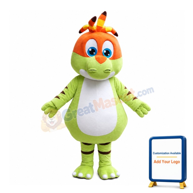 New Design Smart Light Green & Orange Baby Dinosaur Mascot Costume