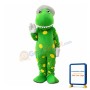 Polite Green Dinosaur With White Hat And Gloves Mascot Costume