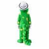 Polite Green Dinosaur With White Hat And Gloves Mascot Costume