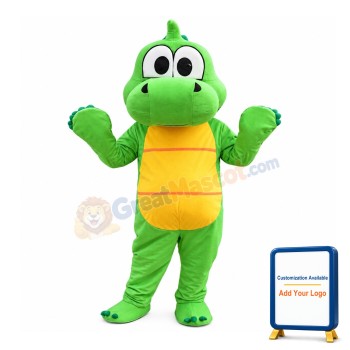 Classic Adorable Green & Yellow Dinosaur Mascot Costume