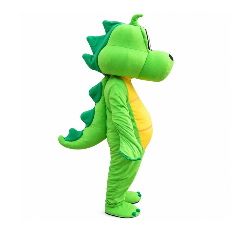 Classic Adorable Green & Yellow Dinosaur Mascot Costume