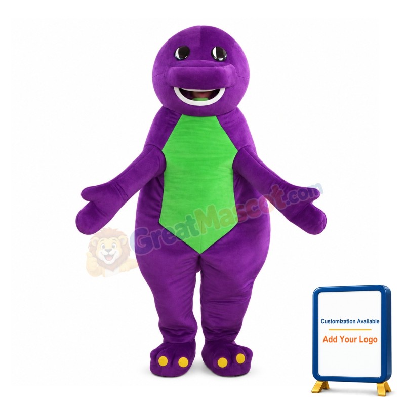 Cute Cartoon Purple & Green Dinosaur Mascot Costume