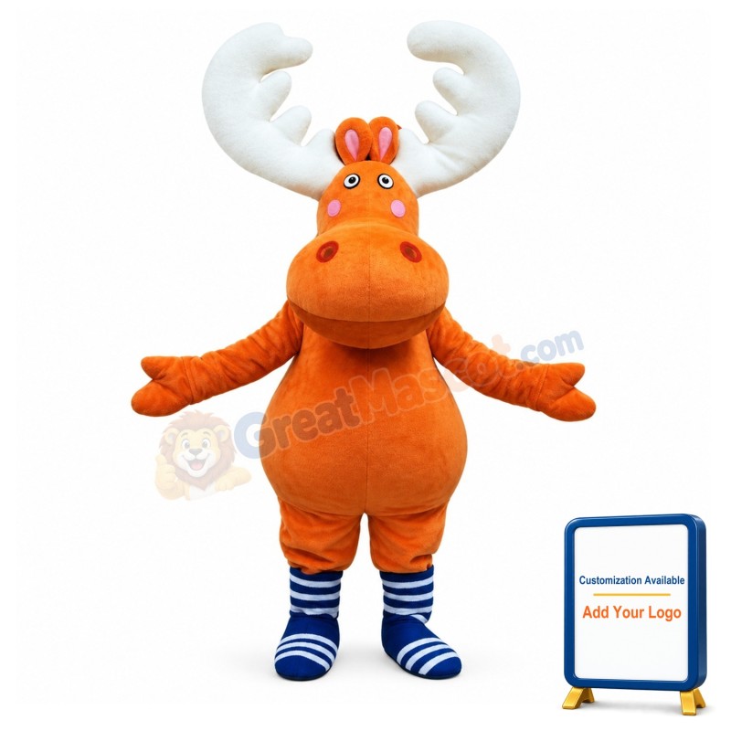 Cartoon Orange Moose Mascot Costume