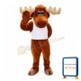 Friendly Moose With White Vest Mascot Costume