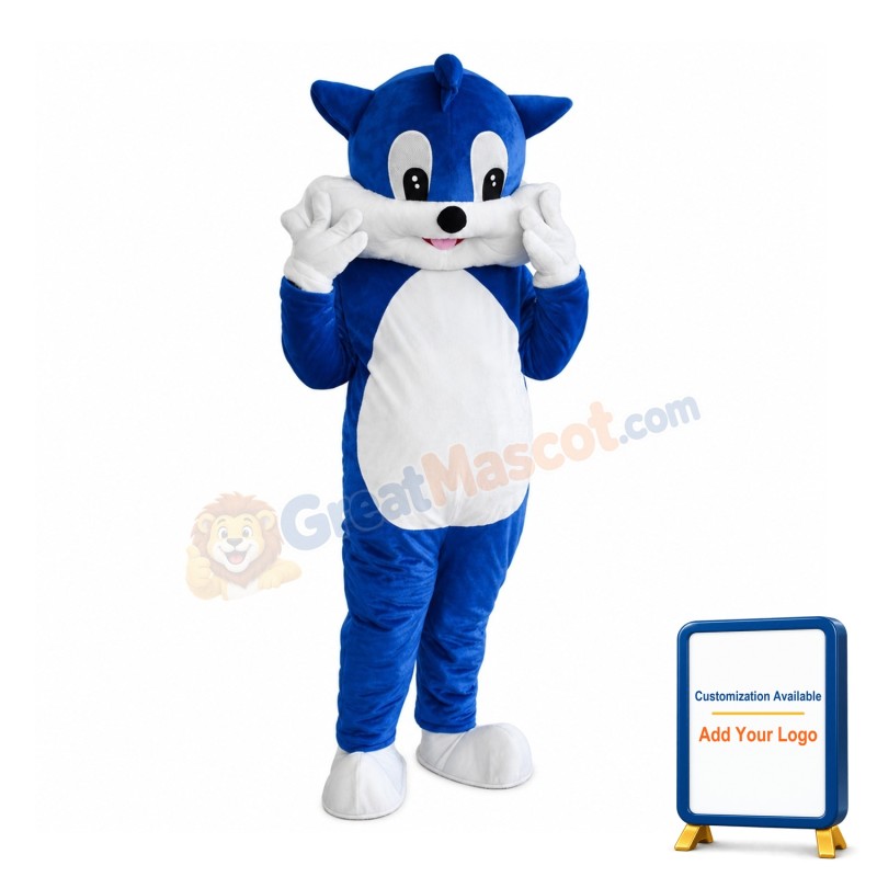 Cartoon Blue & White Cat Mascot Costume