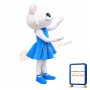 Super Cute Dancing White Cat With Blue Dress Mascot Costume
