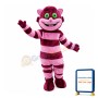 Funny Smiling Purple & Pink Striped Cat Mascot Costume