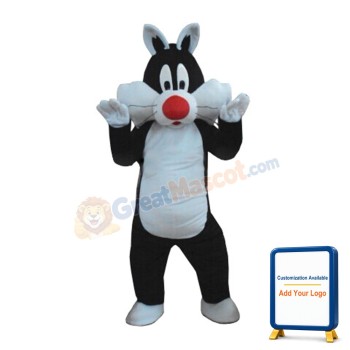Cute Furry Black Cat Mascot Costume