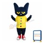 Unisex Cartoon Black Cat With Yellow Shirt Mascot Costume