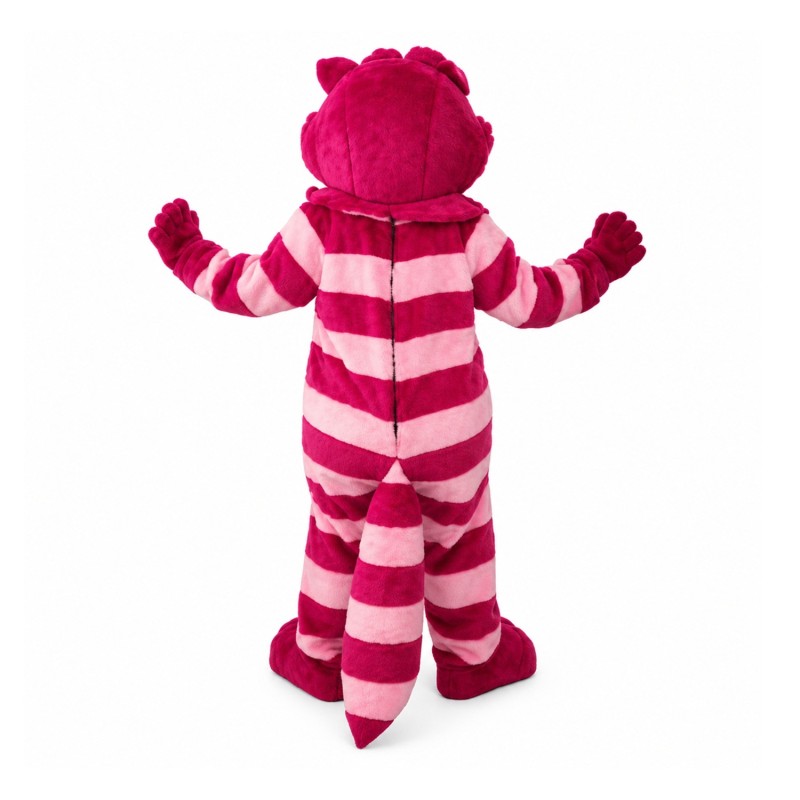 Plush Big Mouth Pink Striped Cat Mascot Costume