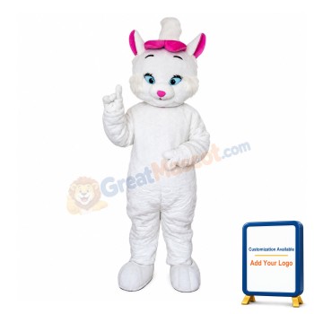 Shy White Cat Mascot Costume