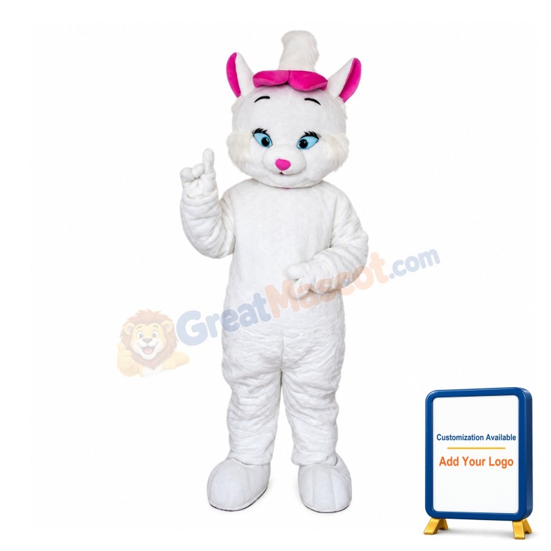 Shy White Cat Mascot Costume
