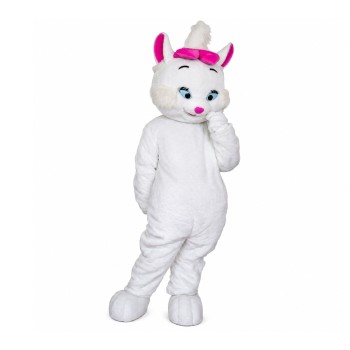 Shy White Cat Mascot Costume